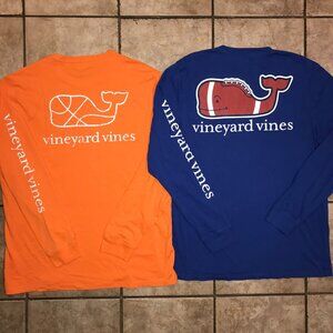 Lot of 2 Men's Vineyard Vines Long Sleeve Whale T-shirts-Football-Size L